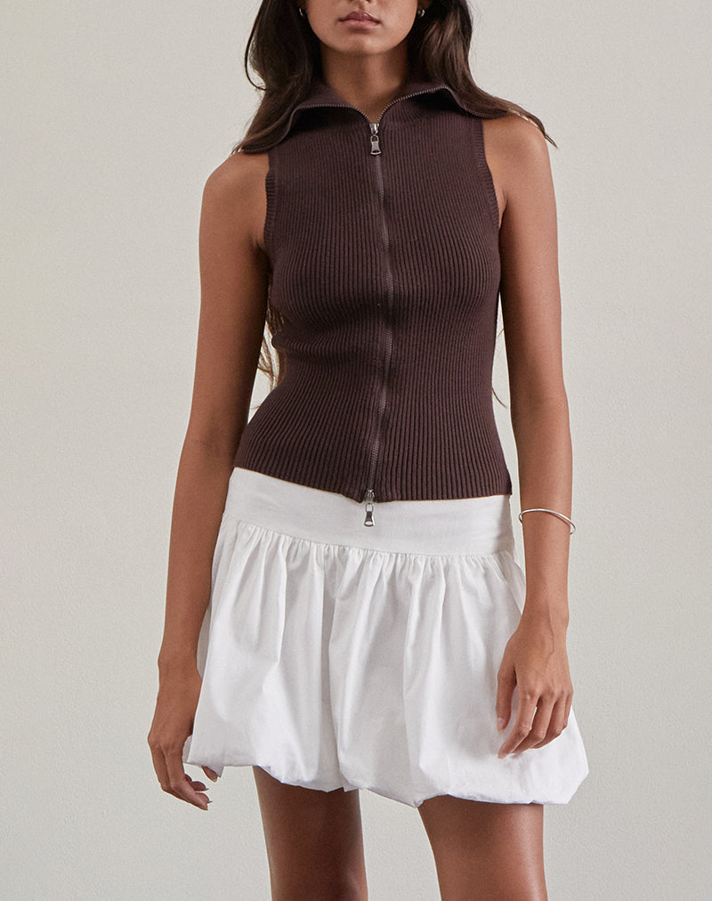 Tarni Highneck Fold Over Tank Top in Bruin
