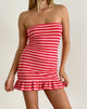 Afbeelding van Tav Midi Jersey Jurk in Streep Roze en Rood