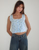 Afbeelding van Ternya Top in Blue Flower Gingham