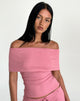 Afbeelding van Thalassa Off the Shoulder Top in Dusky Pink Sheer Knit