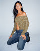 beeld van THENA TOP GRUNGEY FLORAL KHAKI