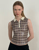 Afbeelding van Tisuka Polo Top in lovertjes Vintage ruit Bruin