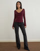 Afbeelding van Trivedi Lange Mouw Top in Flock Mini Luipaard Plum