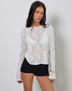 Afbeelding van Turvi Boot Hals Top in Jacquard Gebreid Ivoor
