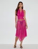 Afbeelding van Cinta Low Rise Midi Rok in Orchidee Kant Hot Pink