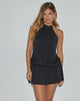 Afbeelding van Veloria Mini jurk met halterhals in zwart chiffon met voering