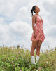 Afbeelding van Leana Mini Dress in Dark Wild Flower Cantaloupe