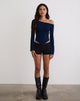 Afbeelding van Wakana Asymmetrische Lange Mouw Top in Navy