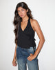 Afbeelding van Wisty Halter Hals Wrap Top in Jersey Zwart
