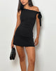 Afbeelding van Xeenia One Shoulder Mini Dress in Slinky Black