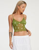 Afbeelding van Yenika Cami Top in Moss Green Custard Daisy Embro