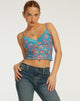 Afbeelding van Yenika Crop Top in Contrast Floral Blue