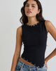 Afbeelding van Yetta Double Stud Vest Top in Zwart