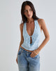 Afbeelding van Yukari Plunge Top in Burnout Mesh Blauw