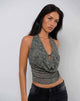 Afbeelding van Yukari Plunge Top in jacquard breisel groen
