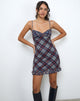 Afbeelding van Zeinari Mini Dress in Diagonaal Ruit Navy