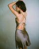 Afbeelding van Zenita Mini Dress in Satin Dark Olive