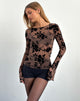 Afbeelding van Zerlin Top in Floral Flock Bruin