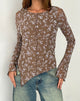 Afbeelding van Zest Mesh Long Sleeve Top in Botanist Flock Dark Taupe