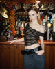 Afbeelding van Calypso Off Shoulder Top in Lurex Goud Streep