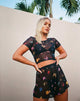 Afbeelding van Tiney Crop Top Tee in Mesh Zwart Vlinder