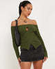 Afbeelding van Amandari Bardot Top in Khaki