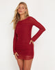 Afbeelding van Aspen Mini Dress met lange mouwen in Mesh Bourgondië