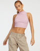 Afbeelding van Azura Crop Top in Stripe Rib paars en bruin