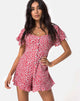 Afbeelding van Bae Playsuit in Ditsy Rose Rood en Zilver
