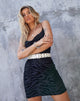 Afbeelding van Becky Mini Dress in Horizontal Zebra Flock Zwart