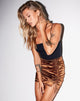 Afbeelding van Bella Minirok in Satijn Spandex Bruin