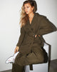 Afbeelding van Blazer met riem in krijtstreep Khaki