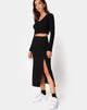 Afbeelding van Bobbin Midi rok in zwart ribtricot