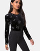 Afbeelding van Bonella Body in zwart fluweel Medium Astro Glitter