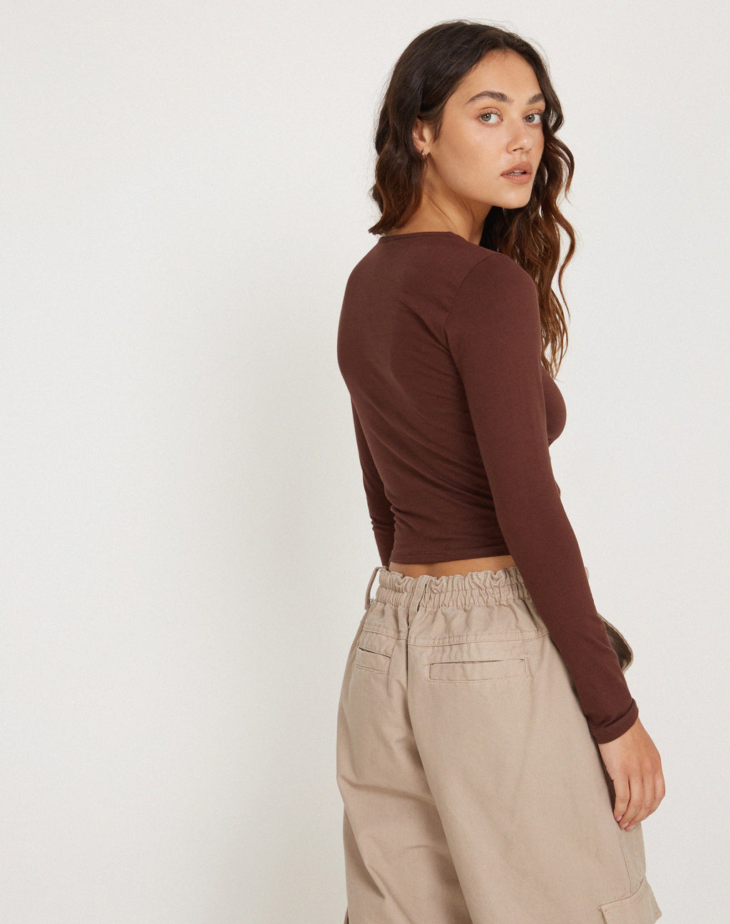 Bonja Lange Mouw Top in Seal Brown