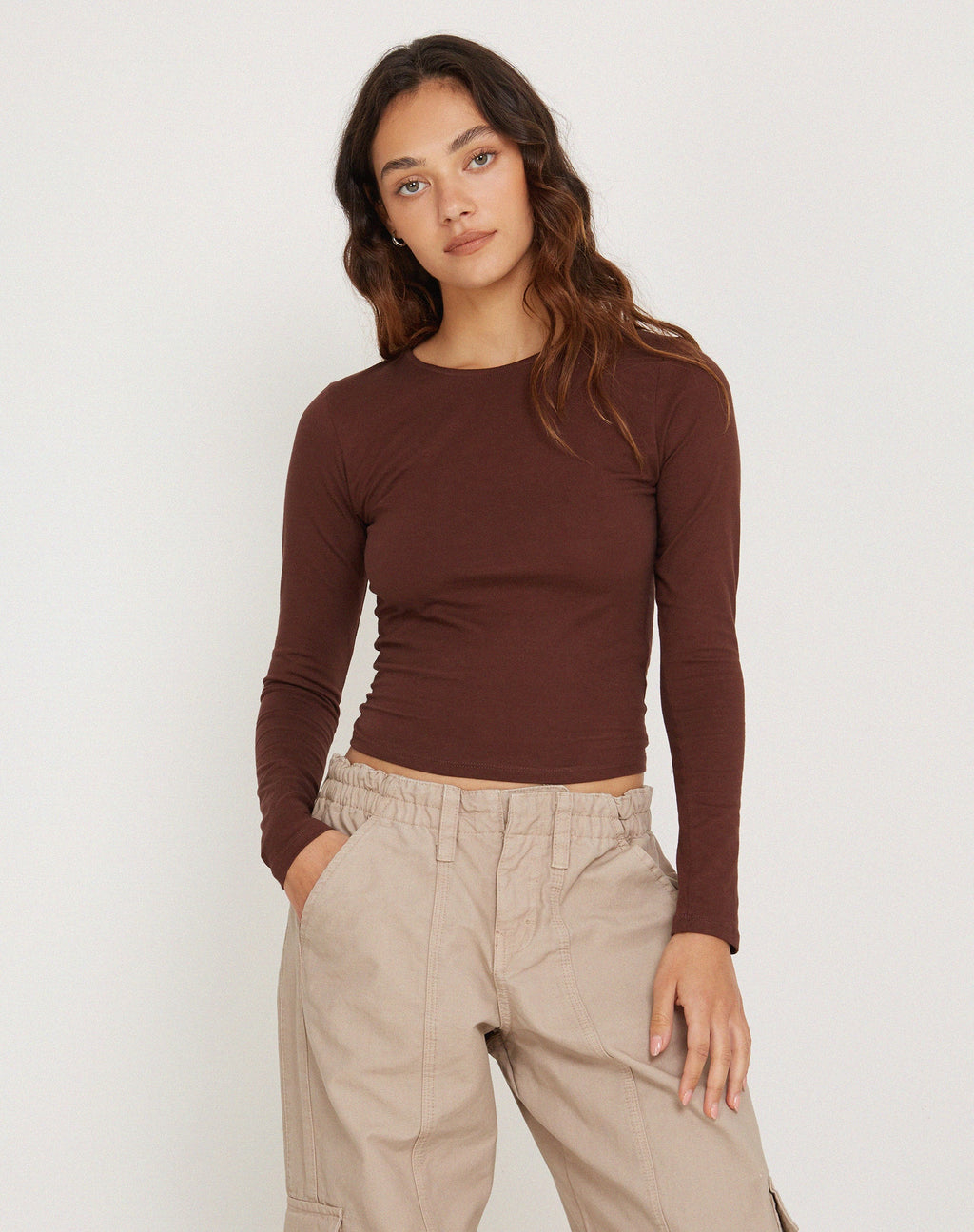 Bonja Lange Mouw Top in Seal Brown