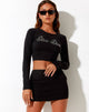 Afbeelding van Bonnie Crop Top in Zwart Disco Diva Hotfix