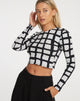 Afbeelding van Bonnie Crop Top in Mono Painted Check Zwart