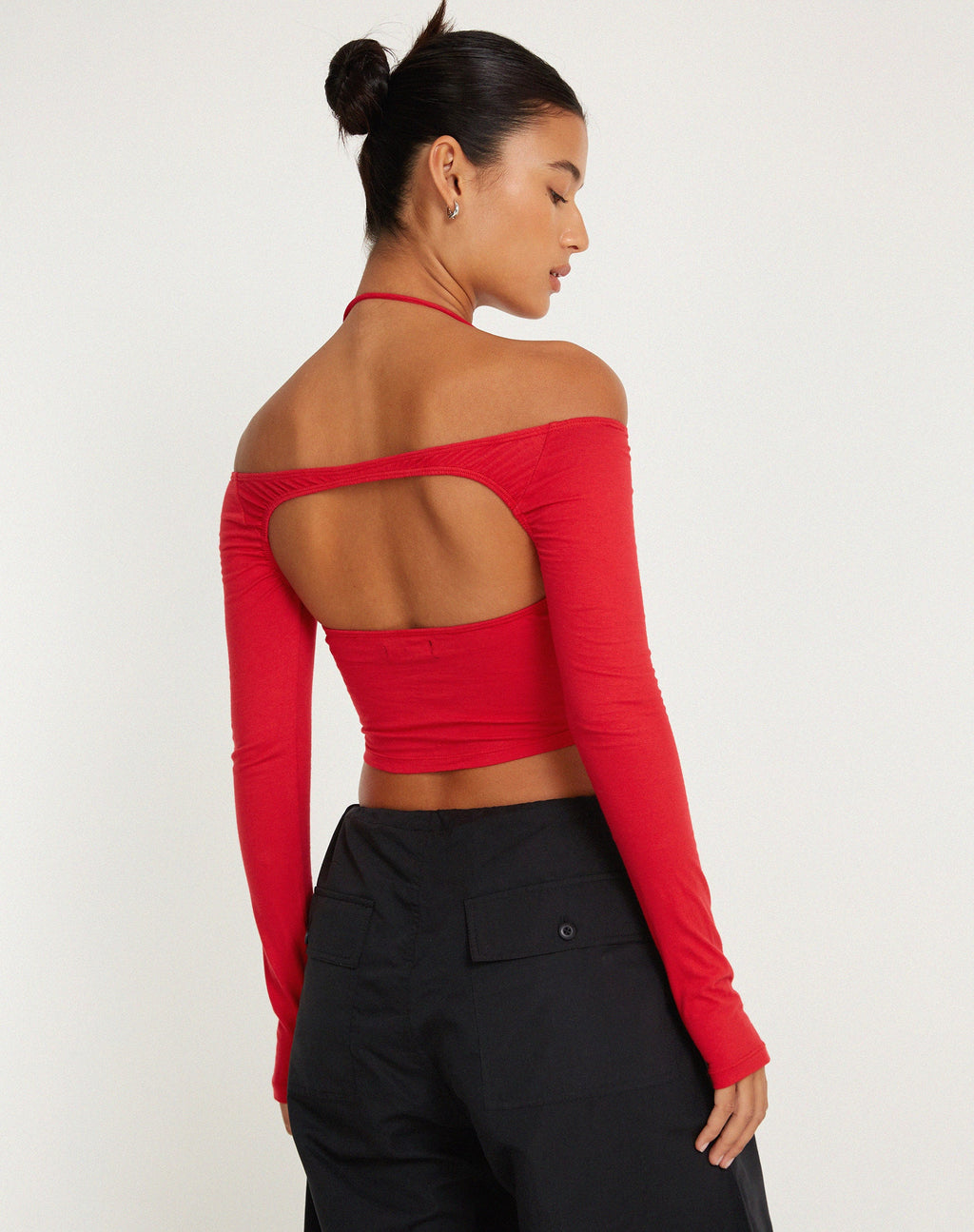 Brandy Top met lange mouwen in Racing Red