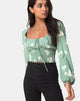 Afbeelding van Carmen Top in Mono Flower Green