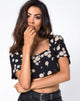 Afbeelding van Cavazza Crop Top in Grunge Daisy Floral