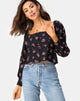 Afbeelding van Conila Crop Blouse in Sohey Rose Zwart