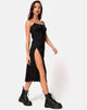 Afbeelding van Cypress Midi Dress in Satijn Cheetah Zwart
