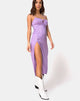 Afbeelding van Cypress Midi Dress in Satijn Ditsy Rose Lavendel