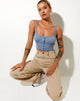 Afbeelding van Darau Crop Top in Rib Powder Blue