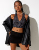 Afbeelding van Datri Crop Top in Dark Base Floral Zwart