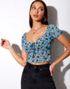 Afbeelding van Deyha Crop Top in Love Bloom Grijs en Blauw vlokje