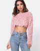 Afbeelding van Diabla Crop Trui in Shaggy Knit Suiker Roze