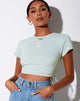 Afbeelding van Doga Crop Top in Zacht Pistache Daisy Embro