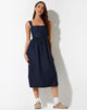 Afbeelding van Doraya Midi Dress in Denim Blue Chambray